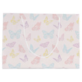  Pastel Roze Vlinder Print Happy Birthday Groot Cadeauzakje (Achterkant)