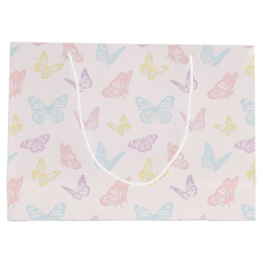  Pastel Roze Vlinder Print Happy Birthday Groot Cadeauzakje (Achterkant)