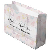  Pastel Roze Vlinder Print Happy Birthday Groot Cadeauzakje (Voorkant Gekanteld)