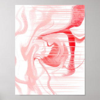 Pastel Roze Vloeibare Glitch Kunstprint Poster