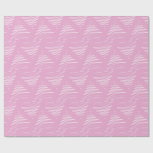 Pastel Roze Vrolijke Kerstboom Cadeaupapier