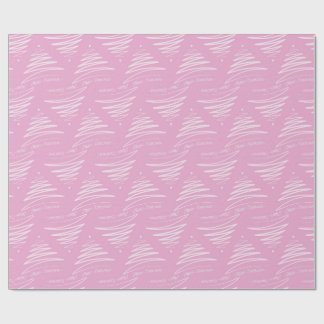 Pastel Roze Vrolijke Kerstboom Cadeaupapier