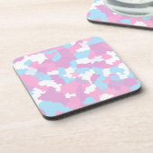 Pastel Roze Vrouwelijk Abstract Camouflage Patroon Bier Onderzetter (Linkerzijde)