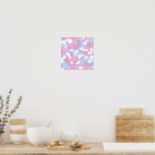 Pastel Roze Vrouwelijke Abstracte Camouflage Downl Poster (Keuken)