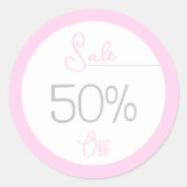 Pastel roze vrouwelijke winkel promotie verkoop st ronde sticker (Voorkant)