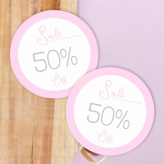 Pastel roze vrouwelijke winkel promotie verkoop st ronde sticker