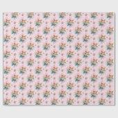 Pastel Roze Waterverf Bloemen Cross Easter Cadeaupapier (Vlak)