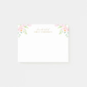 Pastel Roze Waterverf Bloemen Gepersonaliseerde na Post-it® Notes (Voorkant)