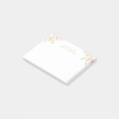 Pastel Roze Waterverf Bloemen Gepersonaliseerde na Post-it® Notes (Schuin)