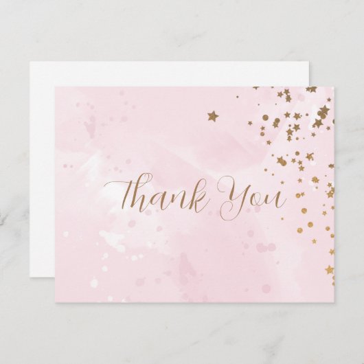 Pastel roze Waterverf bruiloft Hartelijk dank Bedankkaart (Voorkant / Achterkant)