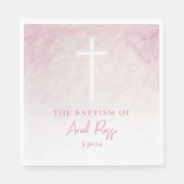 Pastel roze Waterverf doop servetten (Voorkant)