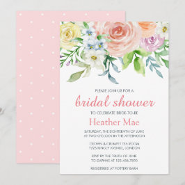 Pastel Roze Waterverf Floral Vrijgezellenfeest Kaart