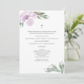 Pastel roze Waterverf Florals Twin Baptisme Kaart (Staand voorkant)