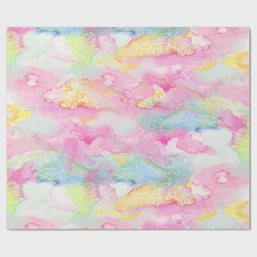 Pastel Roze Waterverf Inktverf Art Cadeaupapier (Vlak)