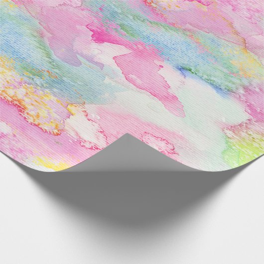 Pastel Roze Waterverf Inktverf Art Cadeaupapier (Hoek)
