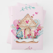 Pastel Roze Waterverf Kerstmis Inpakpapier Vel (In situ)