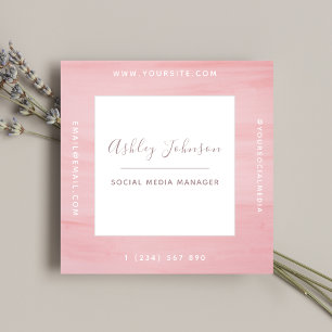 Pastel Roze Waterverf Klasse Sociale media QR Code Vierkante Visitekaartje