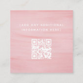 Pastel Roze Waterverf Klasse Sociale media QR Code Vierkante Visitekaartje (Achterkant)