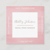 Pastel Roze Waterverf Klasse Sociale media QR Code Vierkante Visitekaartje (Voorkant)