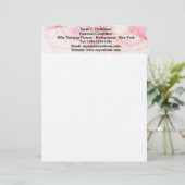 Pastel Roze Waterverf Letterhead Briefhoofd Ontwerp (Staand voorkant)