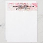 Pastel Roze Waterverf Letterhead Briefhoofd Ontwerp (Voorkant / Achterkant)
