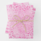 Pastel Roze Waterverf Luipaard Strepen Sterren Pri Inpakpapier Vel (In situ)