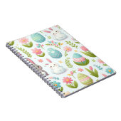 Pastel roze Waterverf paashaas met bloemen Notitieboek (Rechterzijde)