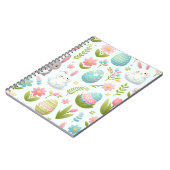 Pastel roze Waterverf paashaas met bloemen Notitieboek (Linkerzijde)