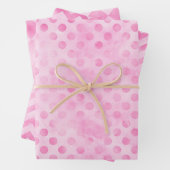 Pastel Roze Waterverf Polka Dot Chevron Diamond Inpakpapier Vel (In situ)
