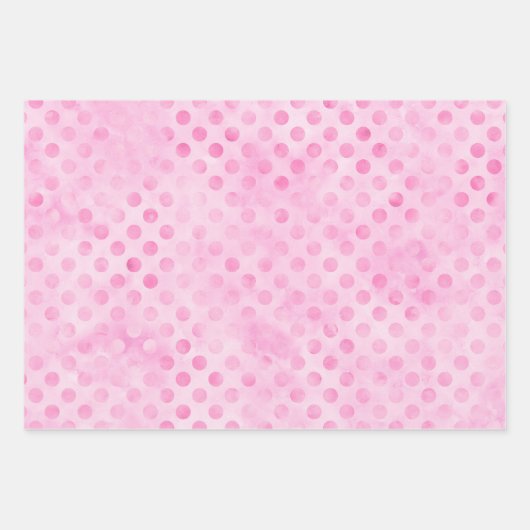 Pastel Roze Waterverf Polka Dot Chevron Diamond Inpakpapier Vel (Voorkant)
