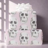 Pastel Roze Waterverf Schedel Halloween Cadeaupapier