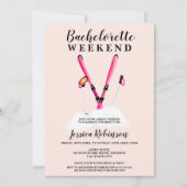 Pastel roze waterverf skizakweekend kaart (Voorkant)