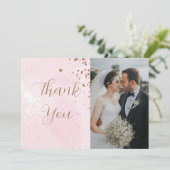 Pastel Roze Waterverf Twee Fotodag Kaart (Staand voorkant)