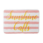 Pastel Roze Waterverf Witte Strepen Badmat (Voorkant)