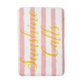 Pastel Roze Waterverf Witte Strepen Badmat (Voorkant Verticaal)