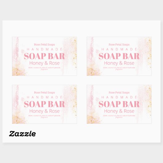 Pastel roze Waterverf zeep kaars labels (Vel)