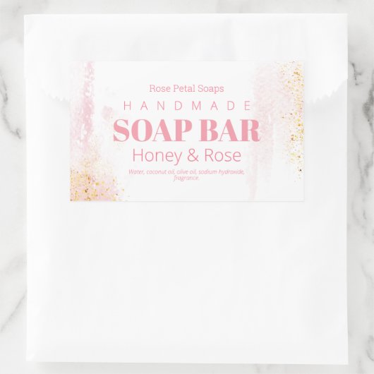 Pastel roze Waterverf zeep kaars labels (Tas)