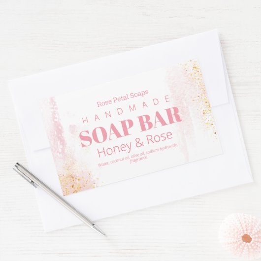 Pastel roze Waterverf zeep kaars labels (Envelop)