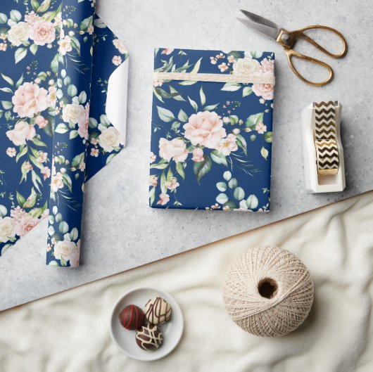 Pastel roze waterverven rozen patroon cadeaupapier (Crafts)