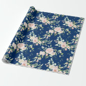 Pastel roze waterverven rozen patroon cadeaupapier (Uitgerold)