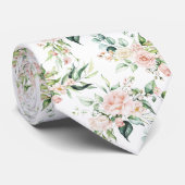 Pastel roze waterverven rozen patroon stropdas (Opgerold)