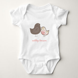 Pastel Roze Whimsical Damast Kuikens Chic Baby Mei Romper