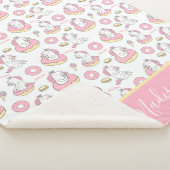Pastel Roze Whimsical Eenhoorn Patroon met Naam Sherpa Deken (3/4)