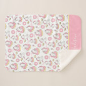 Pastel Roze Whimsical Eenhoorn Patroon met Naam Sherpa Deken (Voorkant (horizontaal))