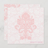 Pastel Roze & White Floral Damask Wedding Invite Kaart (Voorkant / Achterkant)