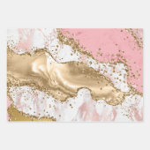Pastel Roze & White & Gold Glitter Agate Inpakpapier Vel (Voorkant 3)