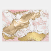 Pastel Roze & White & Gold Glitter Agate Inpakpapier Vel (Voorkant 2)