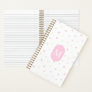 Pastel Roze Wilde Bloem Monogram Dagboek Notitiebo Notitieboek