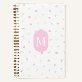 Pastel Roze Wilde Bloem Monogram Dagboek Notitiebo Notitieboek