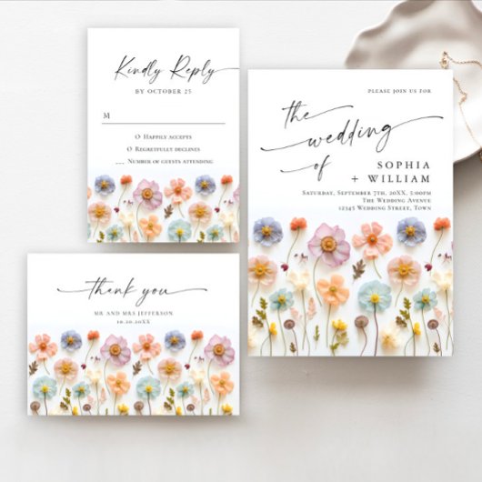 Pastel Roze Wilde Bloemen Wedding Ceremony Program